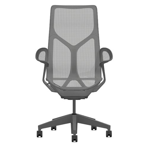 Кресло Herman Miller Cosm, высокая спинка, цвет Carbon, подлокотники «лепестки» (Leaf)