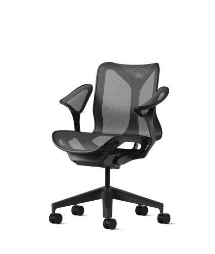 Кресло Herman Miller Cosm, низкая спинка, цвет Graphite, подлокотники «лепестки» (Leaf)
