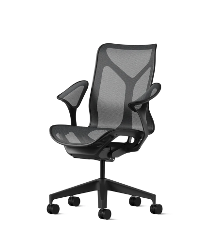 Кресло Herman Miller Cosm, средняя спинка, цвет Graphite, подлокотники «лепестки» (Leaf)
