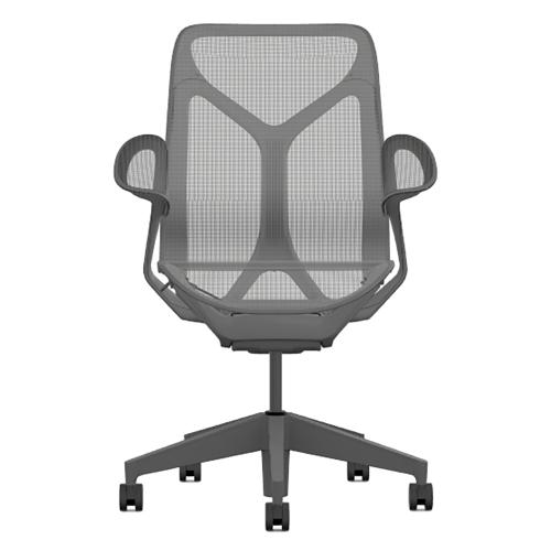 Кресло Herman Miller Cosm, средняя спинка, цвет Carbon, подлокотники «лепестки» (Leaf)
