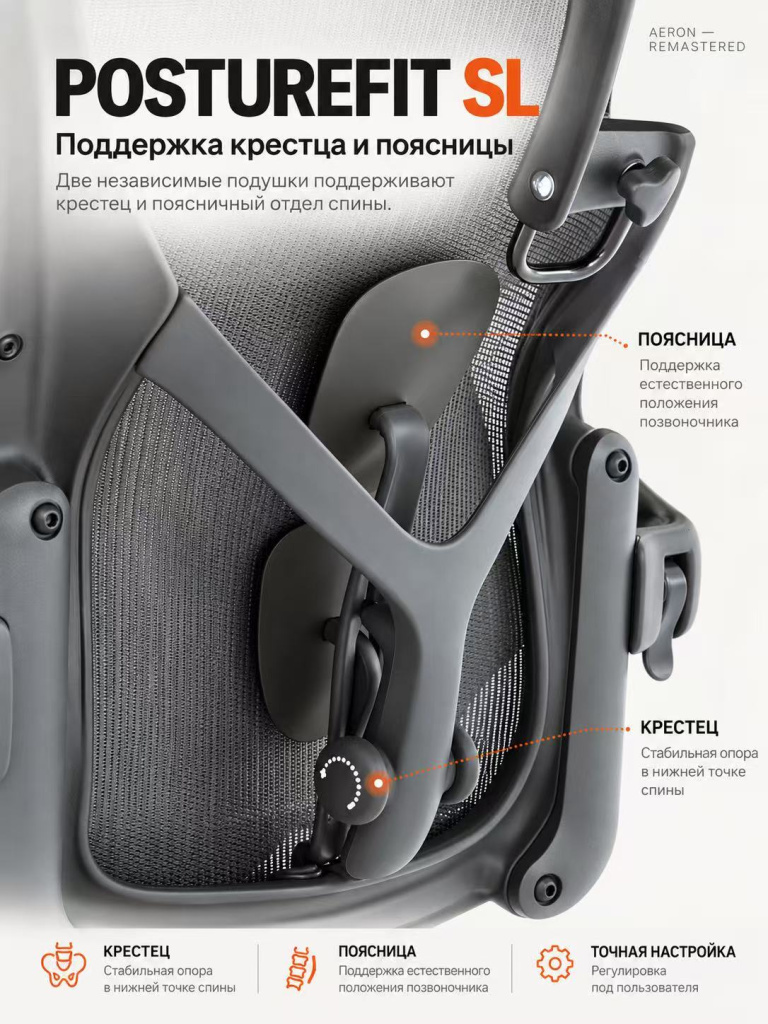 Herman Miller Aeron Remastered - поясничная поддержка posturefit sl