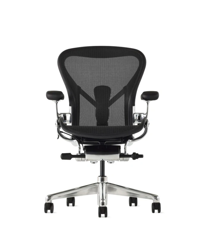 Кресло Herman Miller Aeron Black Onyx / Polished Aluminum, размер C