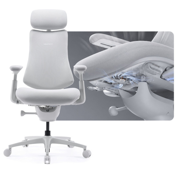 Кресло LiberNovo OC1 PRO Glacier White, 48 см, глобальная версия, с подставкой под ноги