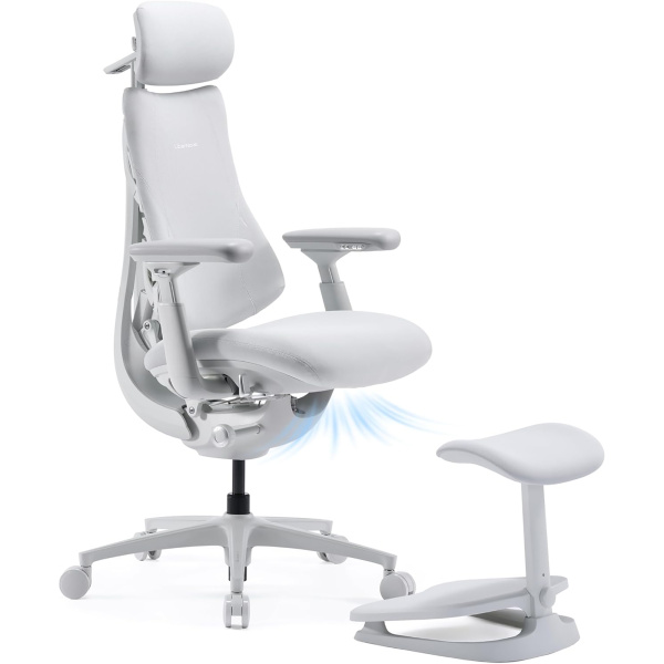 Кресло LiberNovo OC1 PRO Glacier White, 48 см, глобальная версия, с подставкой под ноги