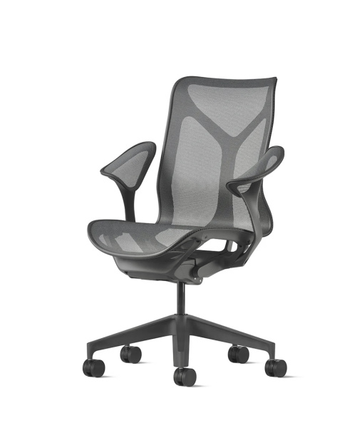 Кресло Herman Miller Cosm, средняя спинка, цвет Carbon, подлокотники «лепестки» (Leaf)