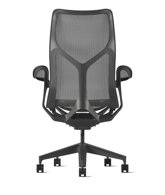 Кресло Herman Miller Cosm, высокая спинка, цвет Carbon, подлокотники «лепестки» (Leaf)