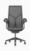 Кресло Herman Miller Cosm, высокая спинка, цвет Carbon, подлокотники «лепестки» (Leaf)