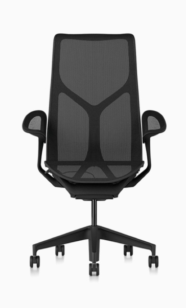Кресло Herman Miller Cosm, высокая спинка, цвет Graphite, подлокотники «лепестки» (Leaf)