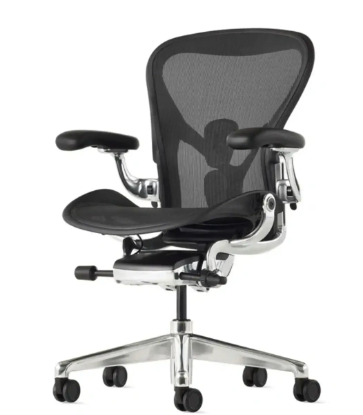 Кресло Herman Miller Aeron Black Onyx / Polished Aluminum, размер C
