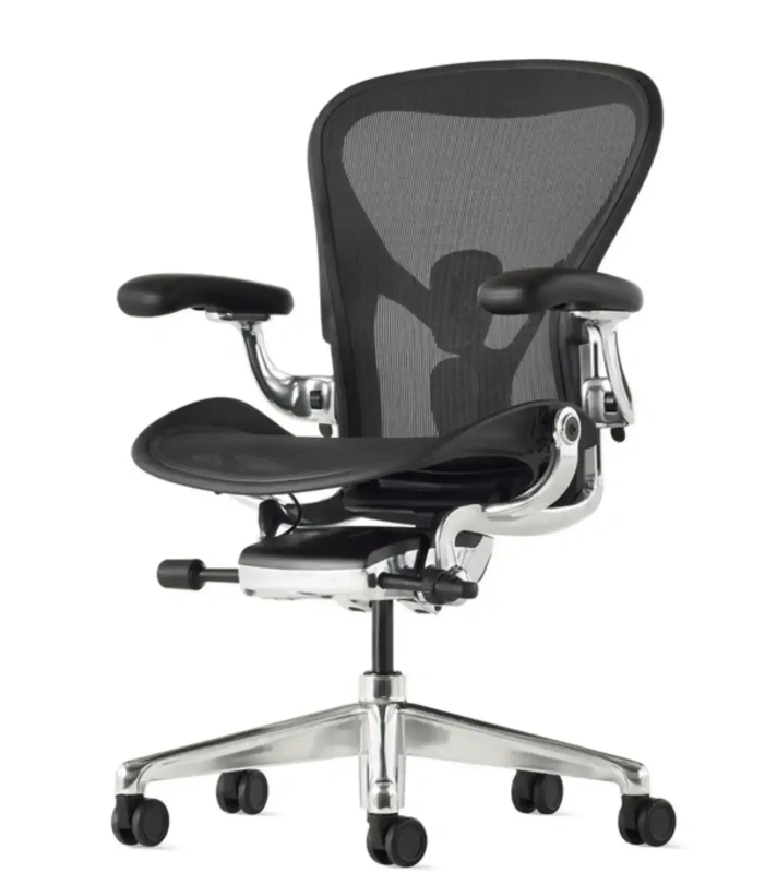 Кресло Herman Miller Aeron Black Onyx / Polished Aluminum, размер C