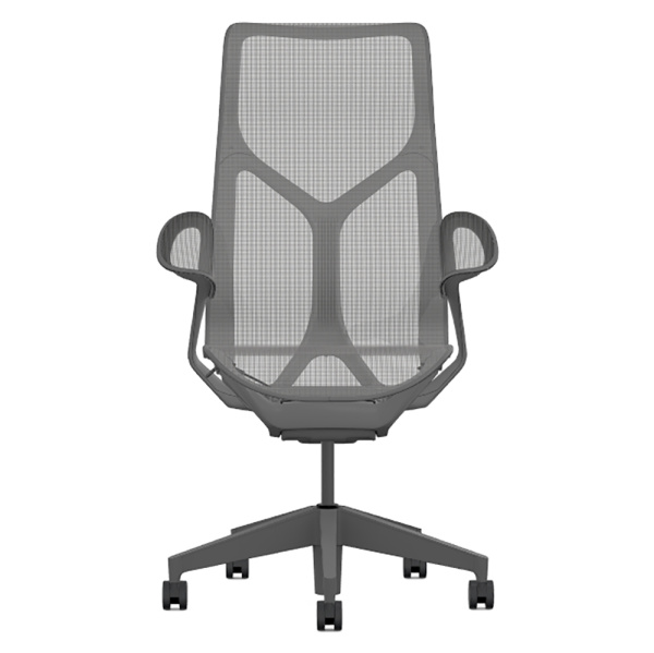 Кресло Herman Miller Cosm, высокая спинка, цвет Carbon, подлокотники «лепестки» (Leaf)